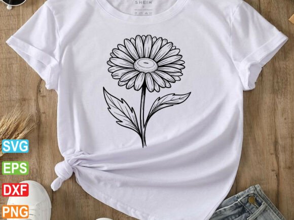 Calendula Flower SVG,Floral Outline Review