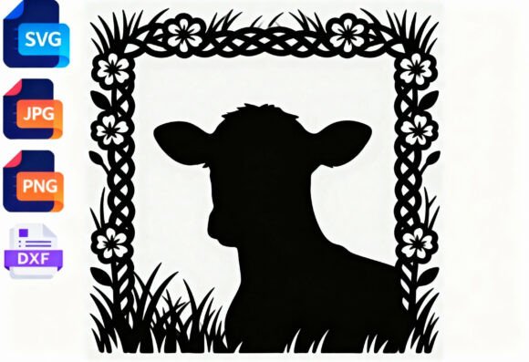Cow Silhouette Floral Frame SVG Cut File Review