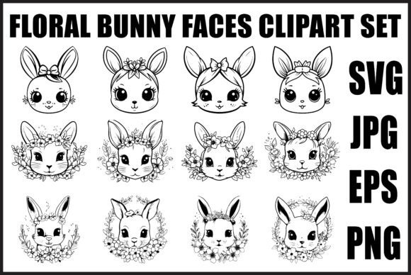 Cute Bunny Face Floral Clipart SVG Review