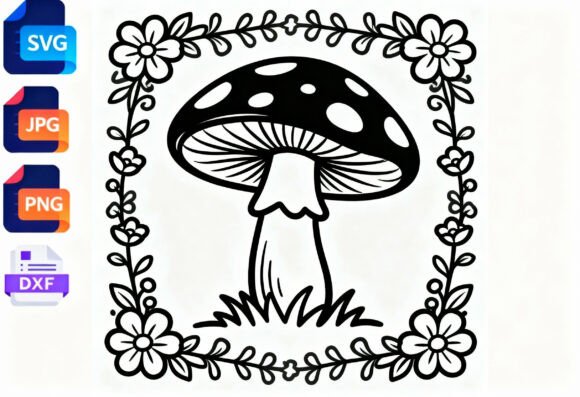 Cute Mushroom Floral Frame SVG Cut File Review