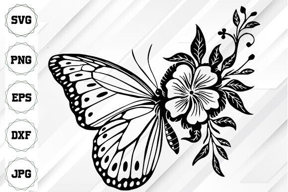 Floral Butterfly SVG, Butterfly Clipart Review