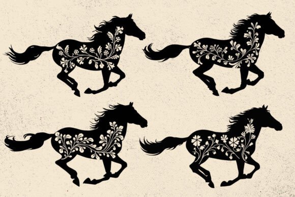 Floral Horse SVG, Horse with Flowers Svg