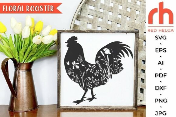 Floral Rooster SVG, Flower Animal DXF Review