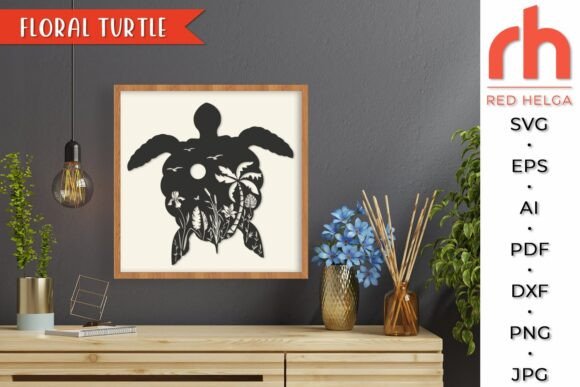 Floral Turtle SVG, Tropical Animal DXF Review