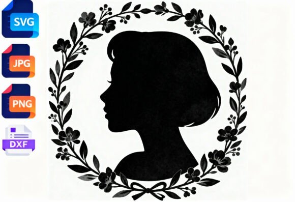 Woman Silhouette Floral Wreath SVG Cut Review